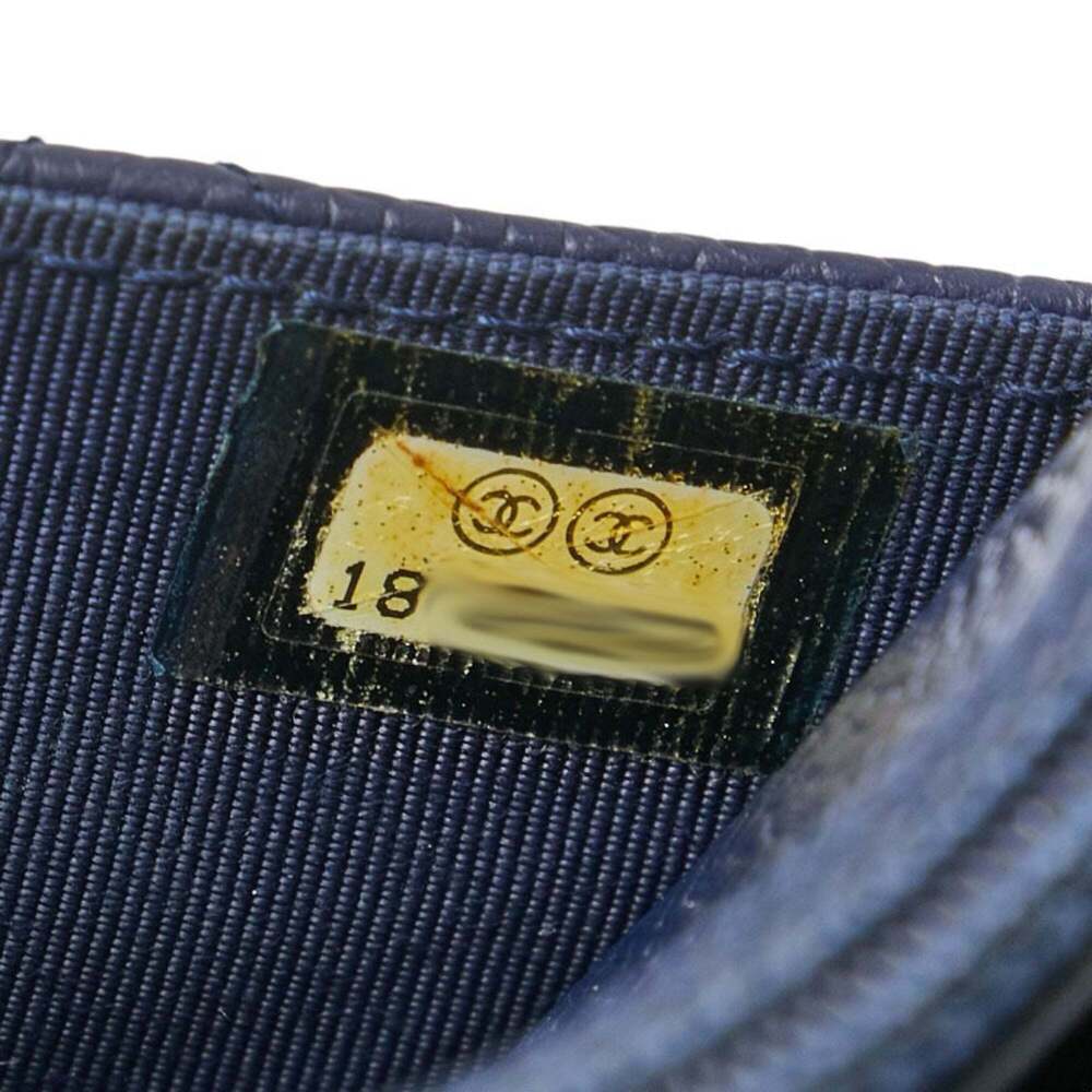 CHANEL Authentic Blue Caviar Leather Logo Wallet - Picture 6 of 9
